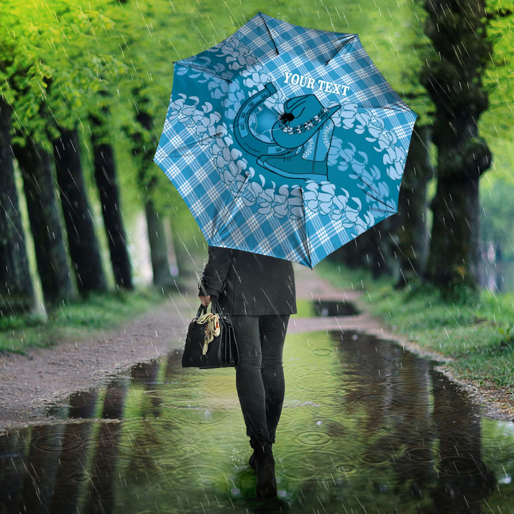 Polu Hawaii Cowboy Palaka Motifs Personalised Umbrella Paniolo Festival Puakenikeni Lei LT14 - Polynesian Pride