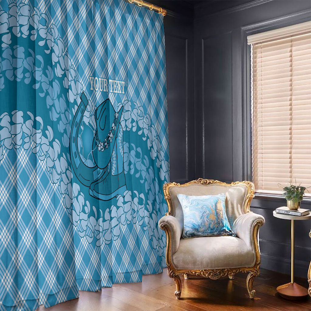 Polu Hawaii Cowboy Palaka Motifs Personalised Window Curtain Paniolo Festival Puakenikeni Lei LT14 - Polynesian Pride