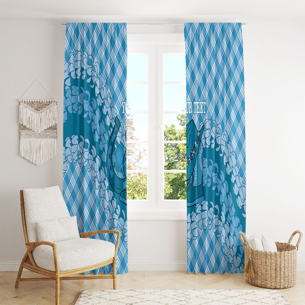 Polu Hawaii Cowboy Palaka Motifs Personalised Window Curtain Paniolo Festival Puakenikeni Lei LT14 - Polynesian Pride