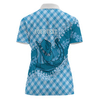 Polu Hawaii Cowboy Palaka Motifs Personalised Women Polo Shirt Paniolo Festival Puakenikeni Lei LT14 - Polynesian Pride