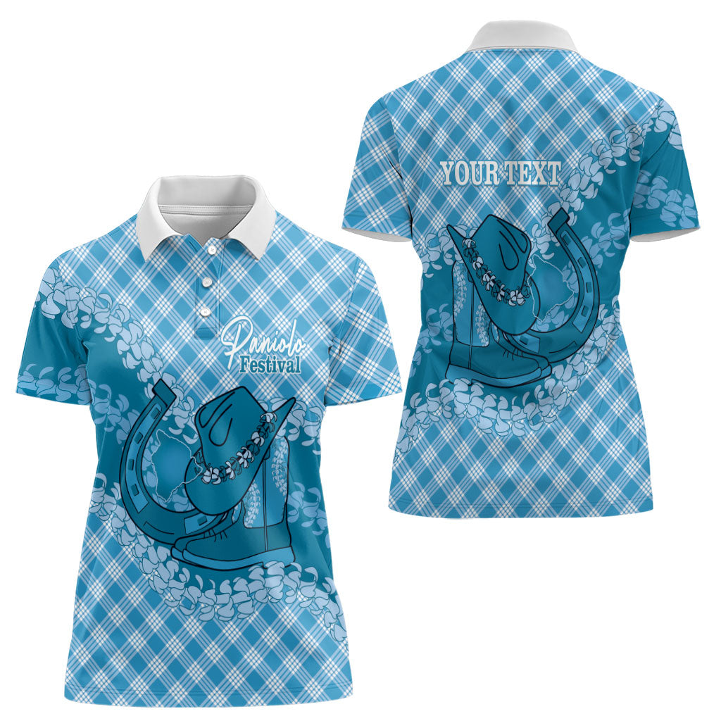 Polu Hawaii Cowboy Palaka Motifs Personalised Women Polo Shirt Paniolo Festival Puakenikeni Lei LT14 - Polynesian Pride