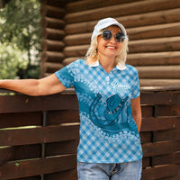 Polu Hawaii Cowboy Palaka Motifs Personalised Women Polo Shirt Paniolo Festival Puakenikeni Lei LT14 - Polynesian Pride