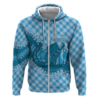 Polu Hawaii Cowboy Palaka Motifs Personalised Zip Hoodie Paniolo Festival Puakenikeni Lei LT14 Zip Hoodie Blue - Polynesian Pride