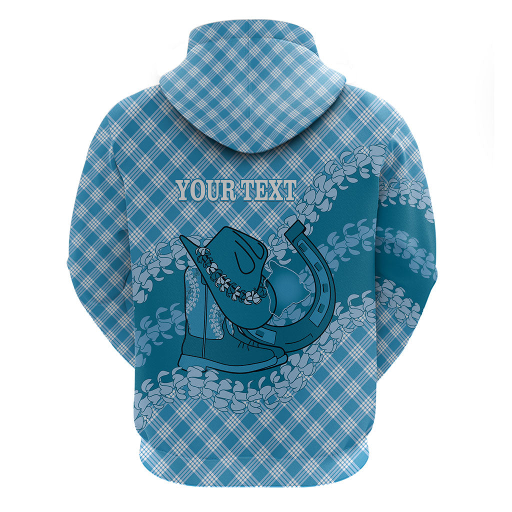Polu Hawaii Cowboy Palaka Motifs Personalised Zip Hoodie Paniolo Festival Puakenikeni Lei LT14 - Polynesian Pride