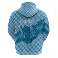 Polu Hawaii Cowboy Palaka Motifs Personalised Zip Hoodie Paniolo Festival Puakenikeni Lei LT14 - Polynesian Pride
