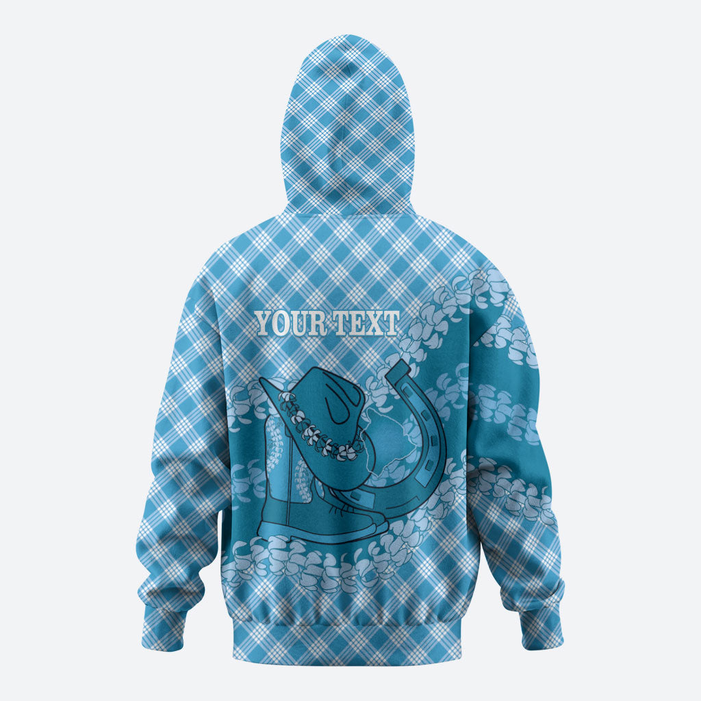 Polu Hawaii Cowboy Palaka Motifs Personalised Zip Hoodie Paniolo Festival Puakenikeni Lei LT14 - Polynesian Pride