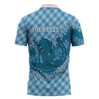 Polu Hawaii Cowboy Palaka Motifs Personalised Zipper Polo Shirt Paniolo Festival Puakenikeni Lei LT14 - Polynesian Pride