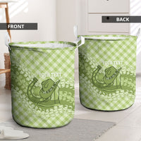 Omaomao Hawaii Cowboy Palaka Motifs Personalised Laundry Basket Paniolo Festival Puakenikeni Lei LT14 - Polynesian Pride
