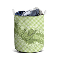 Omaomao Hawaii Cowboy Palaka Motifs Personalised Laundry Basket Paniolo Festival Puakenikeni Lei LT14 - Polynesian Pride