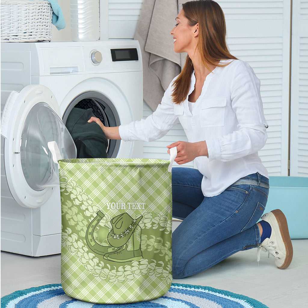 Omaomao Hawaii Cowboy Palaka Motifs Personalised Laundry Basket Paniolo Festival Puakenikeni Lei LT14 - Polynesian Pride