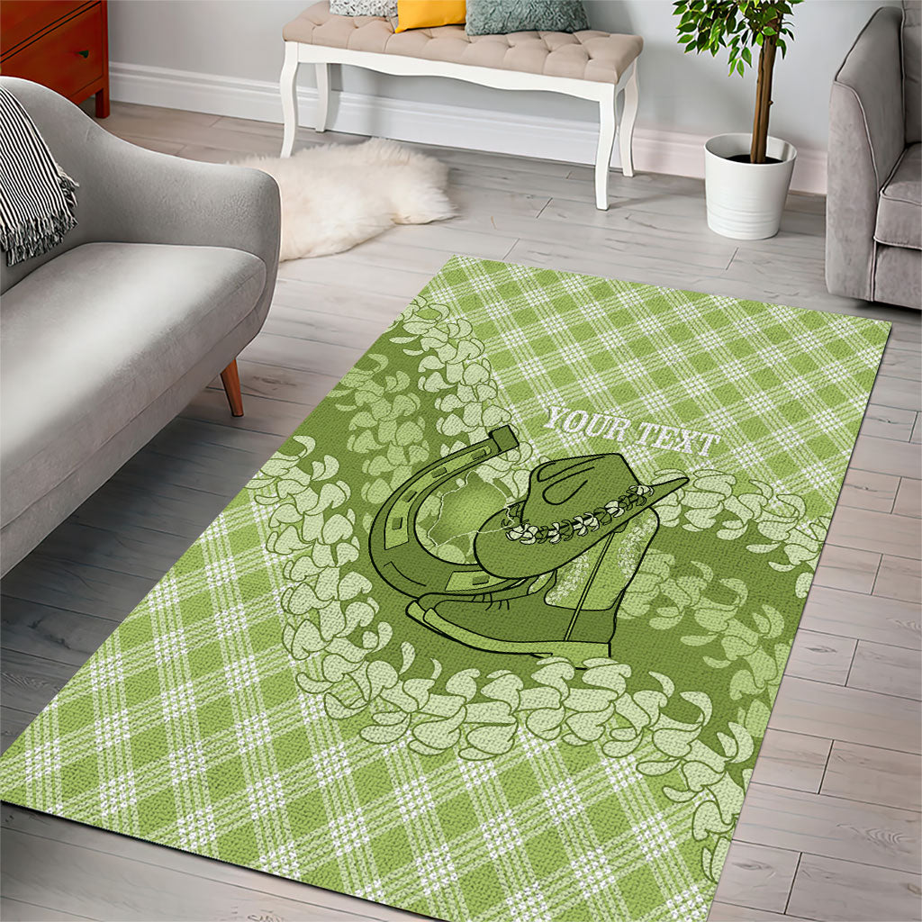Omaomao Hawaii Cowboy Palaka Motifs Personalised Area Rug Paniolo Festival Puakenikeni Lei LT14 - Polynesian Pride