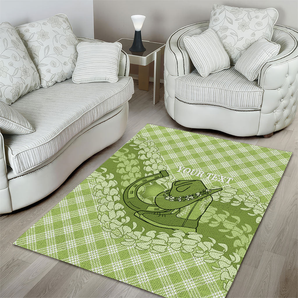 Omaomao Hawaii Cowboy Palaka Motifs Personalised Area Rug Paniolo Festival Puakenikeni Lei LT14 - Polynesian Pride
