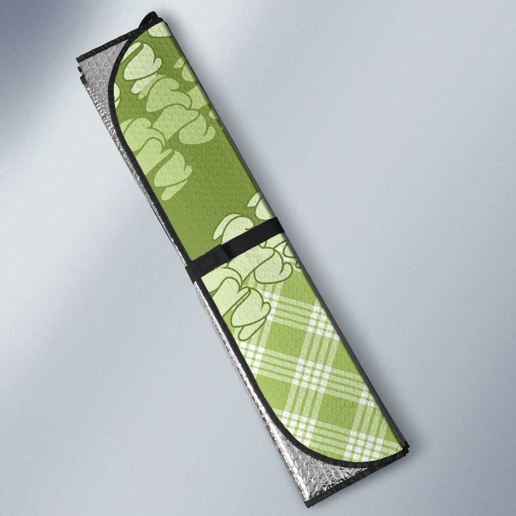 Omaomao Hawaii Cowboy Palaka Motifs Personalised Auto Sun Shade Paniolo Festival Puakenikeni Lei LT14 - Polynesian Pride
