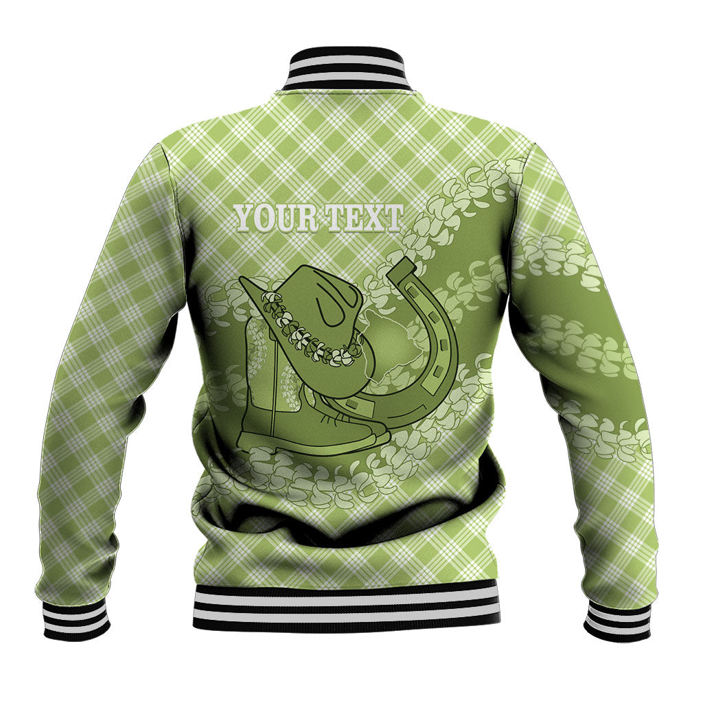 Omaomao Hawaii Cowboy Palaka Motifs Personalised Baseball Jacket Paniolo Festival Puakenikeni Lei LT14 - Polynesian Pride