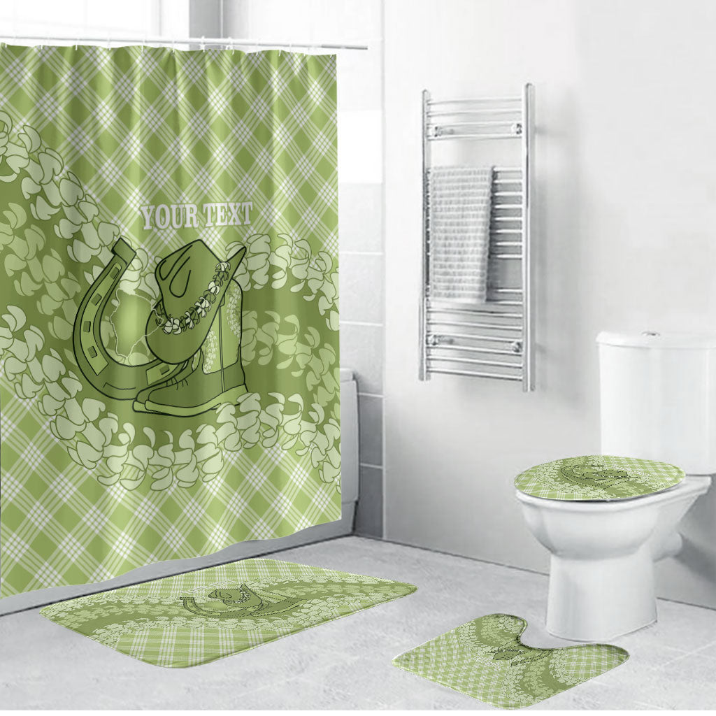 Omaomao Hawaii Cowboy Palaka Motifs Personalised Bathroom Set Paniolo Festival Puakenikeni Lei LT14 Bathroom Set (4 pcs) Green - Polynesian Pride