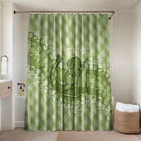 Omaomao Hawaii Cowboy Palaka Motifs Personalised Bathroom Set Paniolo Festival Puakenikeni Lei LT14 Shower Curtain Only Green - Polynesian Pride
