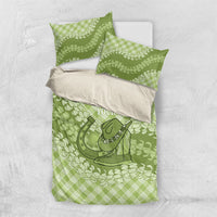 Omaomao Hawaii Cowboy Palaka Motifs Personalised Bedding Set Paniolo Festival Puakenikeni Lei LT14 US Twin 172cm x 218cm Green - Polynesian Pride