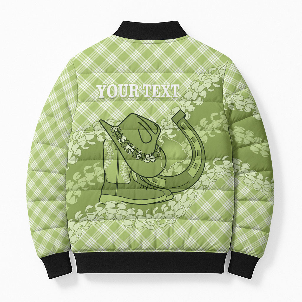 Omaomao Hawaii Cowboy Palaka Motifs Personalised Bomber Puffer Jacket Paniolo Festival Puakenikeni Lei LT14 - Polynesian Pride