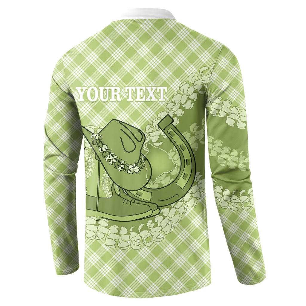 Omaomao Hawaii Cowboy Palaka Motifs Personalised Button Sweatshirt Paniolo Festival Puakenikeni Lei LT14 - Polynesian Pride