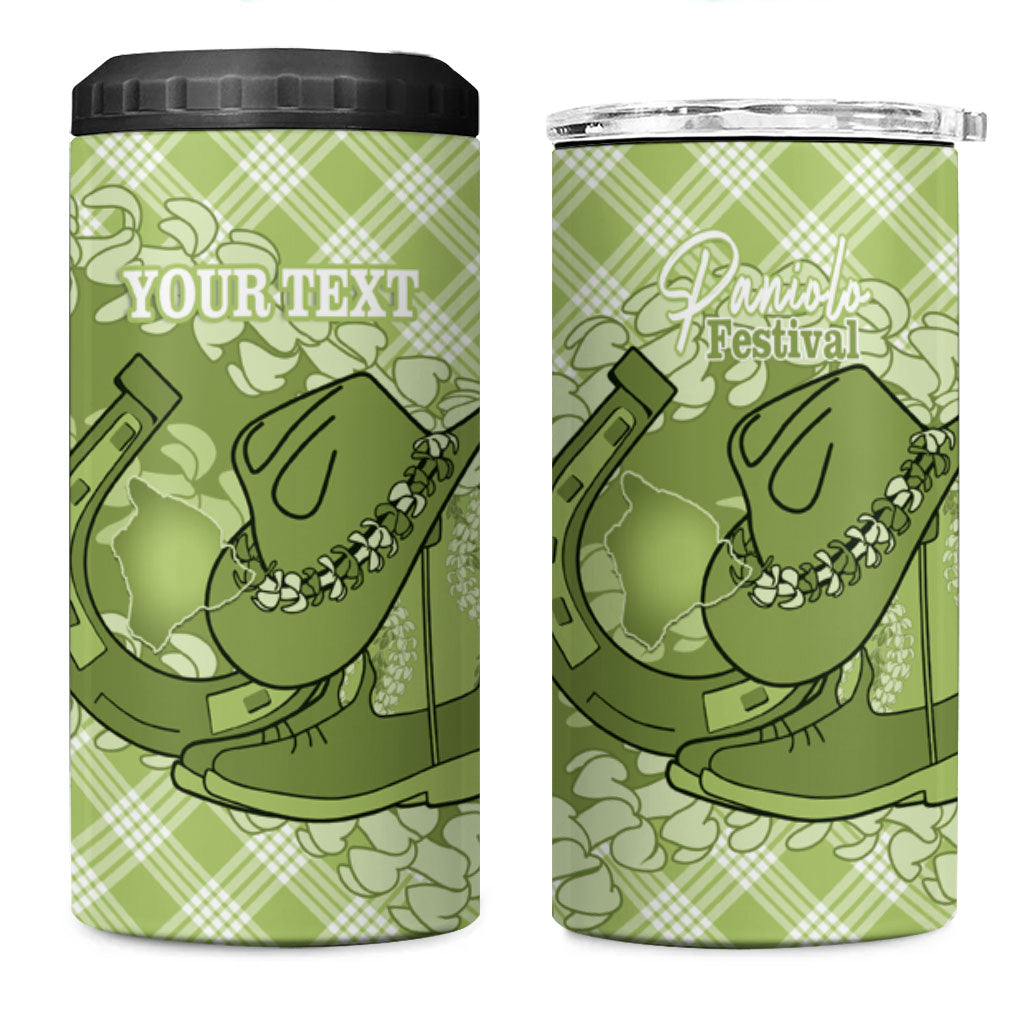 Omaomao Hawaii Cowboy Palaka Motifs Personalised 4 in 1 Can Cooler Tumbler Paniolo Festival Puakenikeni Lei LT14 One Size: 16 oz Green - Polynesian Pride