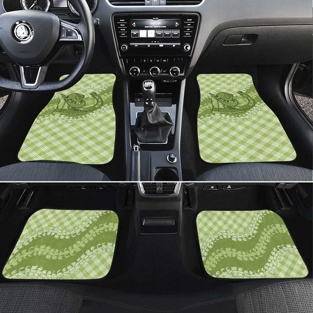 Omaomao Hawaii Cowboy Palaka Motifs Personalised Car Mats Paniolo Festival Puakenikeni Lei LT14 Set 4pcs Green - Polynesian Pride