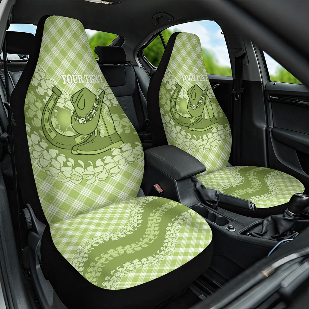 Omaomao Hawaii Cowboy Palaka Motifs Personalised Car Seat Cover Paniolo Festival Puakenikeni Lei LT14 One Size Green - Polynesian Pride