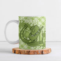 Omaomao Hawaii Cowboy Palaka Motifs Personalised Ceramic Mug Paniolo Festival Puakenikeni Lei LT14 Green - Polynesian Pride