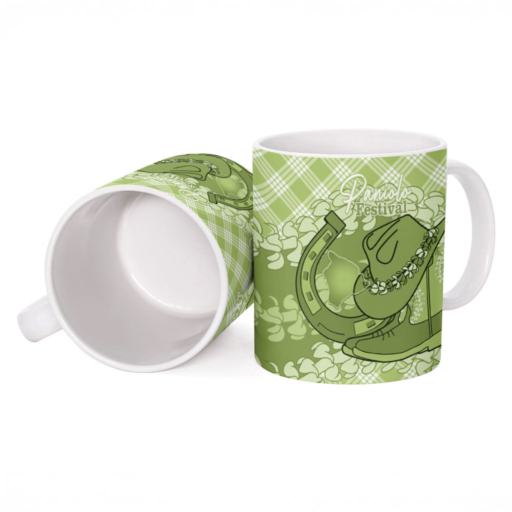 Omaomao Hawaii Cowboy Palaka Motifs Personalised Ceramic Mug Paniolo Festival Puakenikeni Lei LT14 - Polynesian Pride
