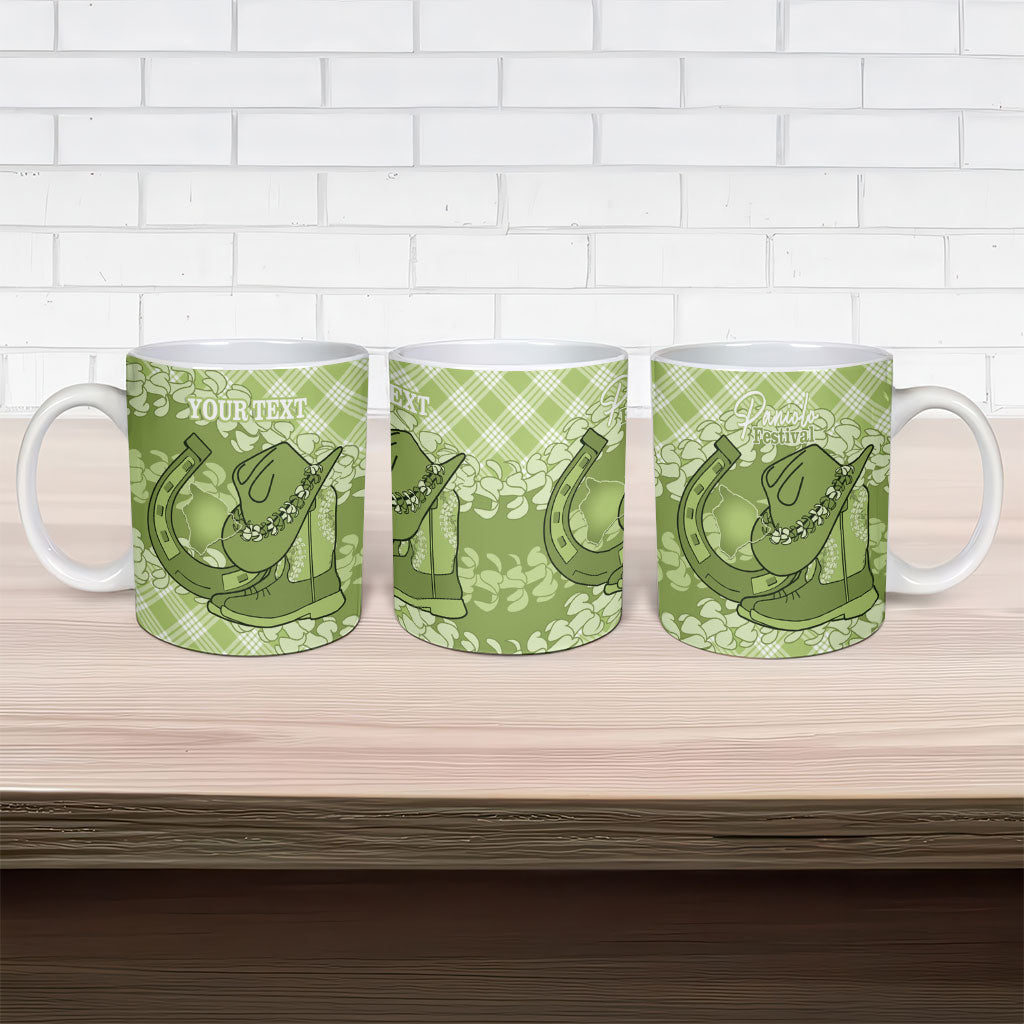 Omaomao Hawaii Cowboy Palaka Motifs Personalised Ceramic Mug Paniolo Festival Puakenikeni Lei LT14 - Polynesian Pride