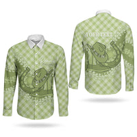 Omaomao Hawaii Cowboy Palaka Motifs Personalised Couples Matching Puletasi and Long Sleeve Button Shirt Paniolo Festival Puakenikeni Lei LT14 - Polynesian Pride