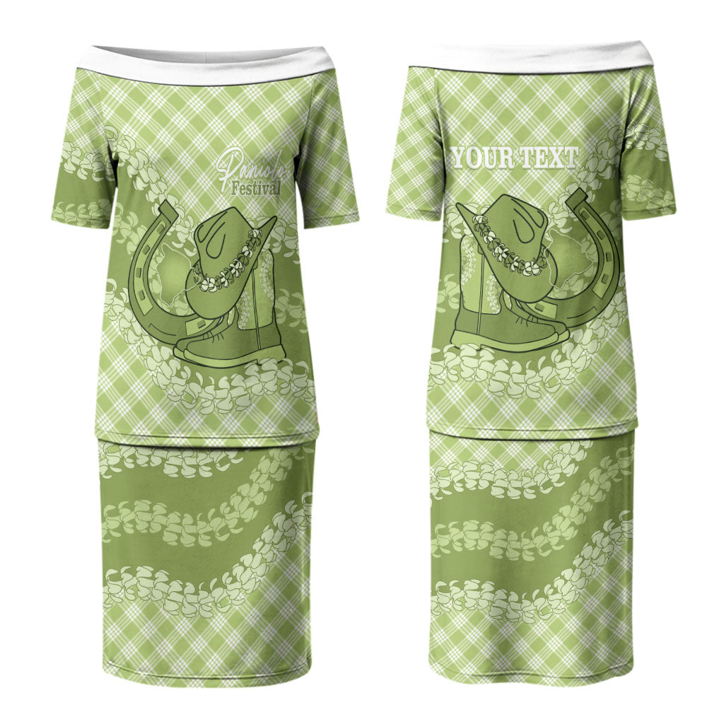 Omaomao Hawaii Cowboy Palaka Motifs Personalised Couples Matching Puletasi and Long Sleeve Button Shirt Paniolo Festival Puakenikeni Lei LT14 - Polynesian Pride