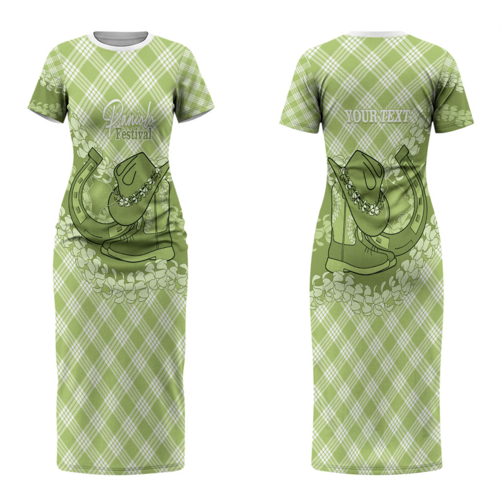 Omaomao Hawaii Cowboy Palaka Motifs Personalised Couples Matching Short Sleeve Bodycon Dress and Hawaiian Shirt Paniolo Festival Puakenikeni Lei LT14 - Polynesian Pride