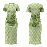 Omaomao Hawaii Cowboy Palaka Motifs Personalised Couples Matching Short Sleeve Bodycon Dress and Hawaiian Shirt Paniolo Festival Puakenikeni Lei LT14 - Polynesian Pride