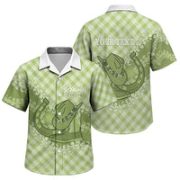 Omaomao Hawaii Cowboy Palaka Motifs Personalised Family Matching Off Shoulder Maxi Dress and Hawaiian Shirt Paniolo Festival Puakenikeni Lei LT14 Son's Shirt Green - Polynesian Pride