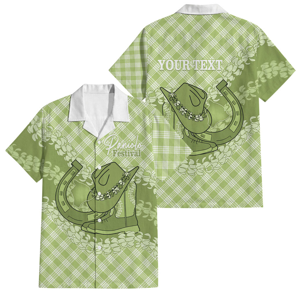 Omaomao Hawaii Cowboy Palaka Motifs Personalised Family Matching Puletasi and Hawaiian Shirt Paniolo Festival Puakenikeni Lei LT14 Dad's Shirt - Short Sleeve Green - Polynesian Pride
