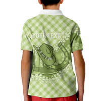 Omaomao Hawaii Cowboy Palaka Motifs Personalised Kid Polo Shirt Paniolo Festival Puakenikeni Lei LT14 - Polynesian Pride