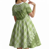 Omaomao Hawaii Cowboy Palaka Motifs Personalised Kid Short Sleeve Dress Paniolo Festival Puakenikeni Lei LT14 - Polynesian Pride