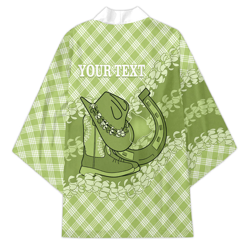Omaomao Hawaii Cowboy Palaka Motifs Personalised Kimono Paniolo Festival Puakenikeni Lei LT14 - Polynesian Pride