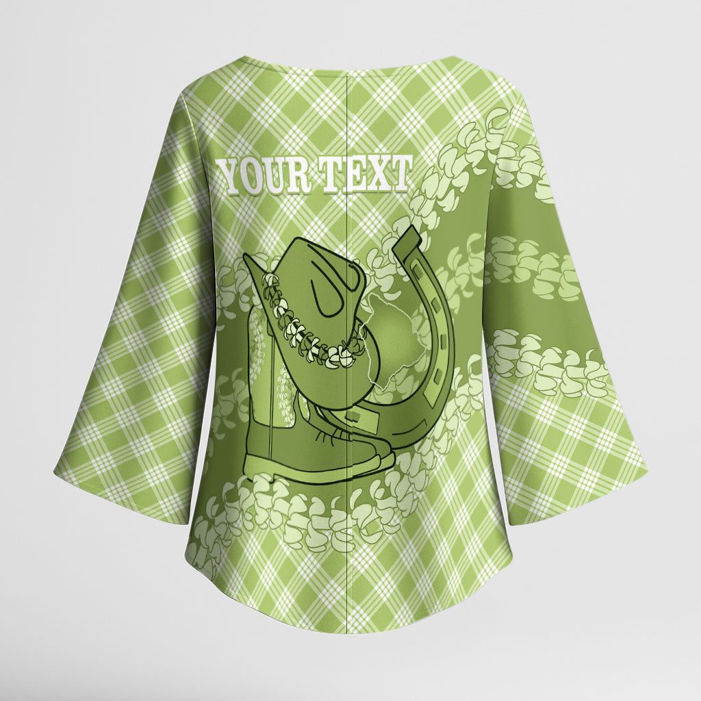 Omaomao Hawaii Cowboy Palaka Motifs Personalised Kimono Sleeve Blouse Paniolo Festival Puakenikeni Lei LT14 - Polynesian Pride