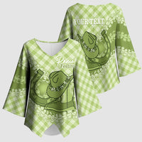 Omaomao Hawaii Cowboy Palaka Motifs Personalised Kimono Sleeve Blouse Paniolo Festival Puakenikeni Lei LT14 - Polynesian Pride