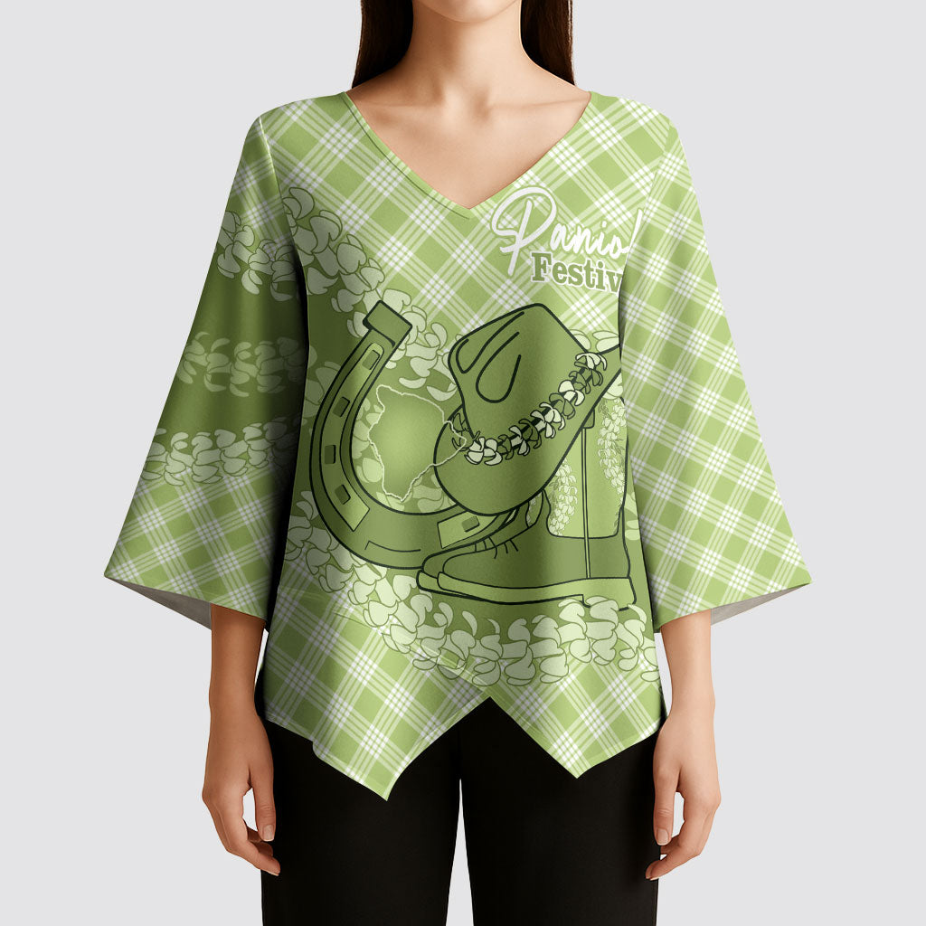 Omaomao Hawaii Cowboy Palaka Motifs Personalised Kimono Sleeve Blouse Paniolo Festival Puakenikeni Lei LT14 - Polynesian Pride