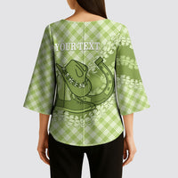 Omaomao Hawaii Cowboy Palaka Motifs Personalised Kimono Sleeve Blouse Paniolo Festival Puakenikeni Lei LT14 - Polynesian Pride
