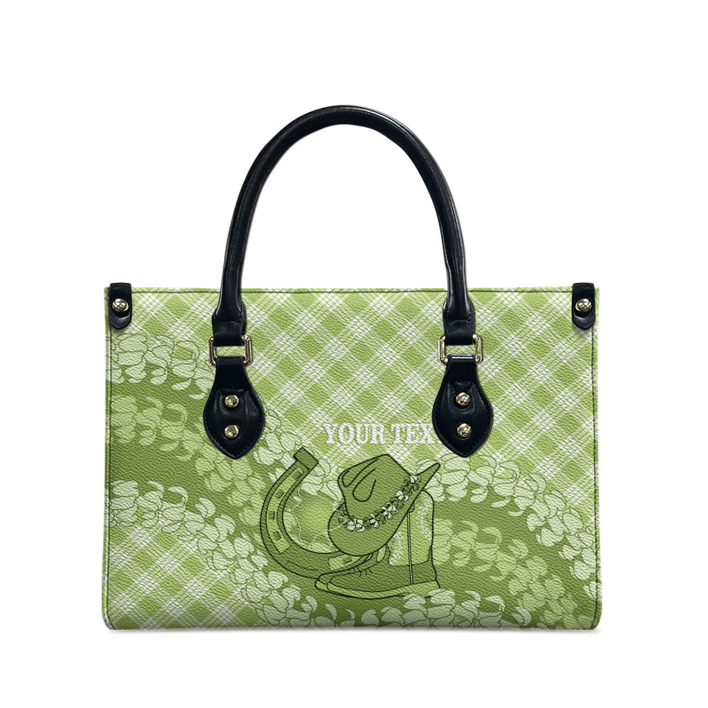 Omaomao Hawaii Cowboy Palaka Motifs Personalised Leather Bag Paniolo Festival Puakenikeni Lei LT14 - Polynesian Pride