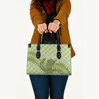 Omaomao Hawaii Cowboy Palaka Motifs Personalised Leather Bag Paniolo Festival Puakenikeni Lei LT14 - Polynesian Pride