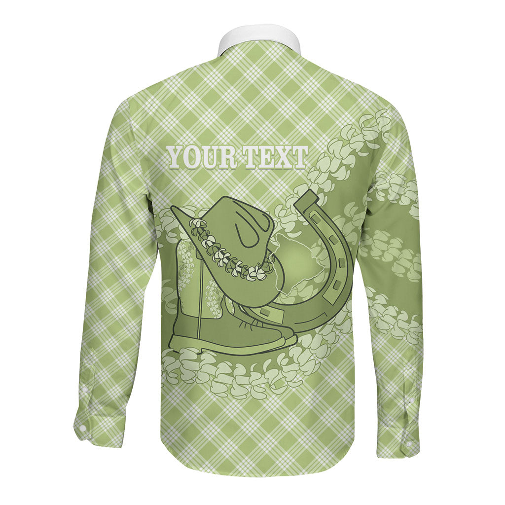 Omaomao Hawaii Cowboy Palaka Motifs Personalised Long Sleeve Button Shirt Paniolo Festival Puakenikeni Lei LT14 - Polynesian Pride