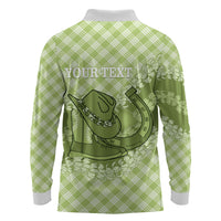 Omaomao Hawaii Cowboy Palaka Motifs Personalised Long Sleeve Polo Shirt Paniolo Festival Puakenikeni Lei LT14 - Polynesian Pride