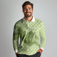 Omaomao Hawaii Cowboy Palaka Motifs Personalised Long Sleeve Polo Shirt Paniolo Festival Puakenikeni Lei LT14 - Polynesian Pride