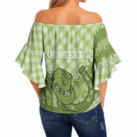 Omaomao Hawaii Cowboy Palaka Motifs Personalised Off Shoulder Wrap Waist Top Paniolo Festival Puakenikeni Lei LT14 - Polynesian Pride