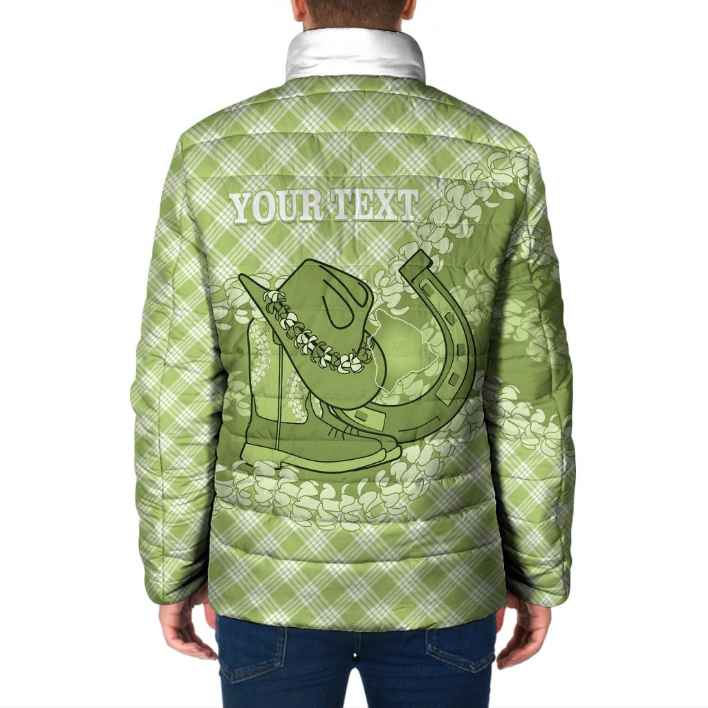 Omaomao Hawaii Cowboy Palaka Motifs Personalised Padded Jacket Paniolo Festival Puakenikeni Lei LT14 - Polynesian Pride