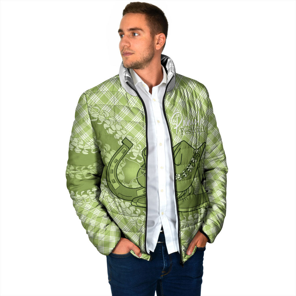 Omaomao Hawaii Cowboy Palaka Motifs Personalised Padded Jacket Paniolo Festival Puakenikeni Lei LT14 - Polynesian Pride